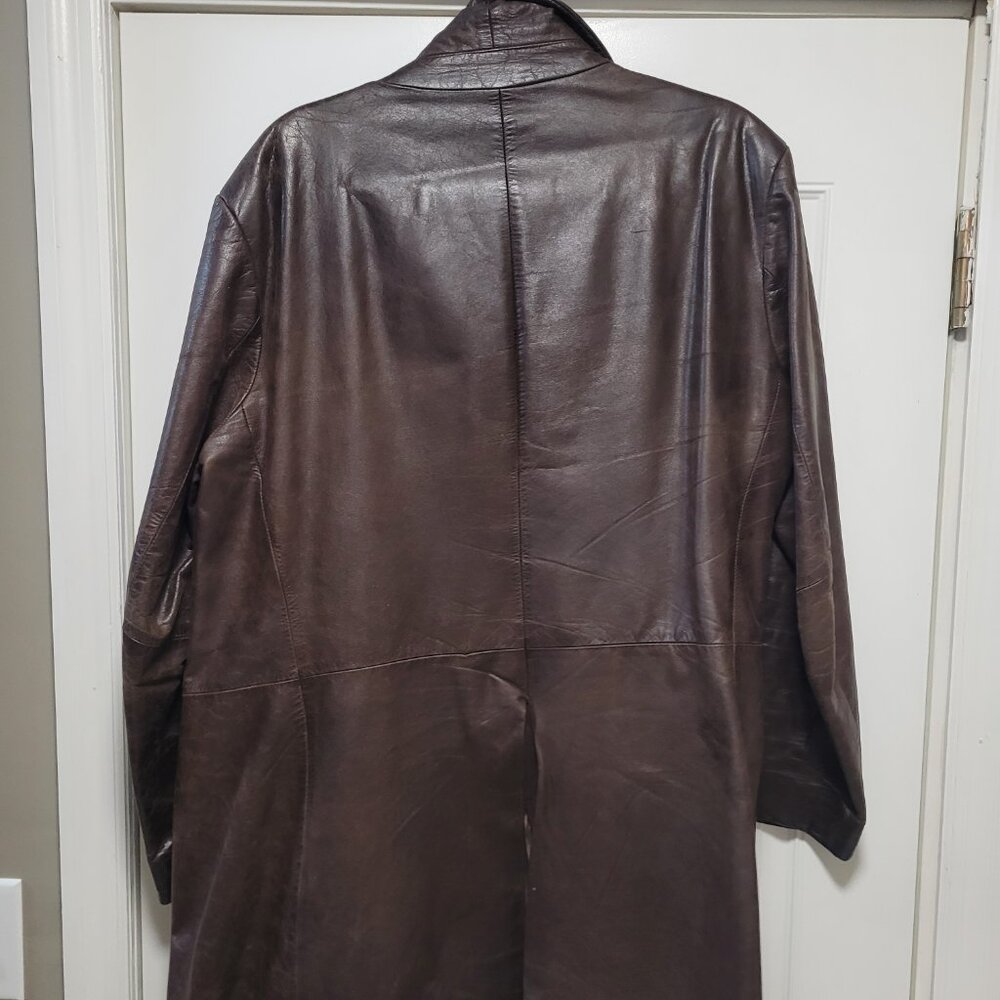 Zara leather trench coat men’s, brown size L - Picture 10 of 15
